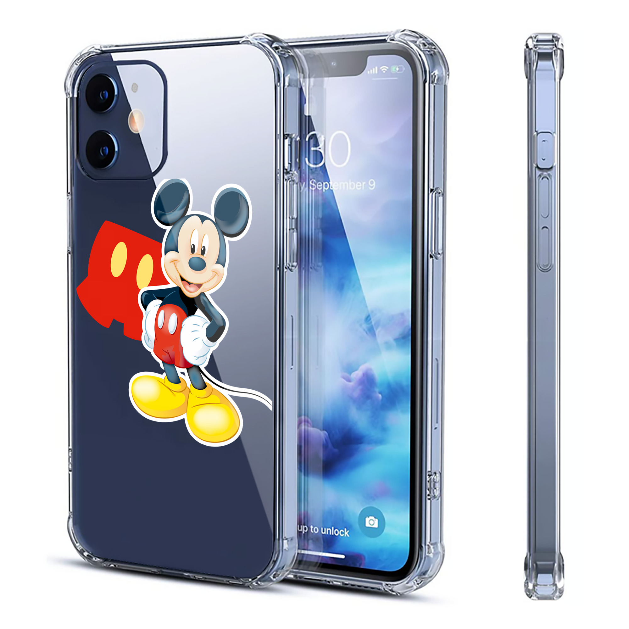 （画像用） ミッキーマウス Mickey Mouse 【iPhone 12シリーズ対応】透明スマホケース（クリアソフトケース）